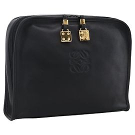 LOEWE Tasche aus schwarzem und goldenem Leder Auth bs33573V Schwarz Golden