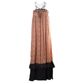 Vestido de seda estampada sem alças com detalhe em joia Lanvin Outro