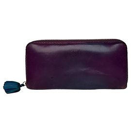 Vintage Loewe Madrid Long Leather Wallet Purple Purple