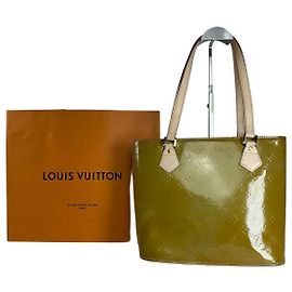 Sac à main vintage en cuir Vernis Louis Vuitton vert Vert