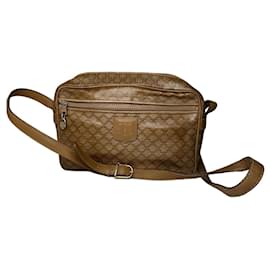 Céline Vintage Celine Paris Triomphe Monogram Leathee Shoulder Bag Gold Brown Camel