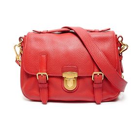 Prada Vitello Dino Leather Shoulder Bag Red