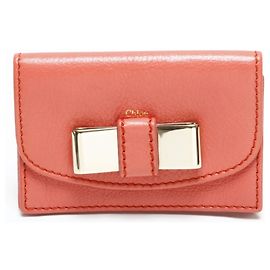 Estuche para tarjetas de visita de cuero rosa Chloé con cinta Rosa