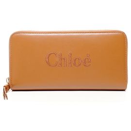 Chloé Brown Leather Long Wallet Brown