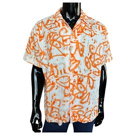 Hugo Boss Camicia Boss Graffiti in lino arancione Arancione