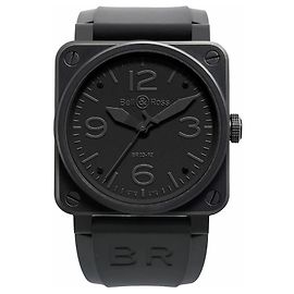 Relógio Bell & Ross BR 03-92-CBL Phantom 17101 CE x Rubber AT com mostrador preto Preto