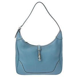 Borsa a Spalla Hermès Trim 31 Blu Jean Blu