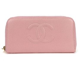 Cartera Larga Chanel de Cuero Caviar Rosa