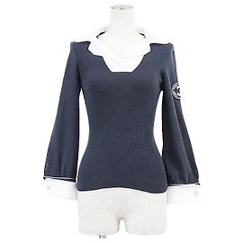 Chanel Strickpullover aus Baumwolle und Nylon Blau Andere