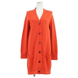 Cardigan lungo in cashmere 100% Hermès Rosso Arancione