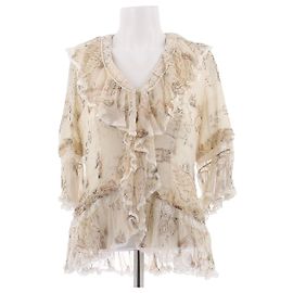 Alexander Mcqueen Camisa bege com babados em seda e algodão Bege