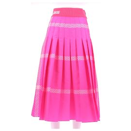 Jupe mi-longue rose fluorescent Fendi Rose