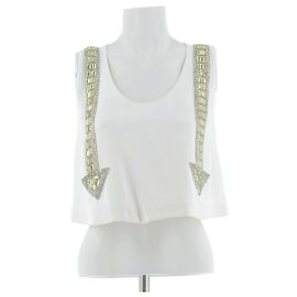 Chloé Top blanco con detalles de lentejuelas de seda Blanco