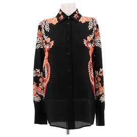 Etro Camicia nera con motivi in seta Nero
