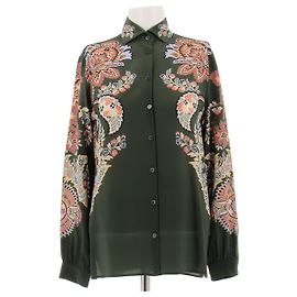 Etro Camicia verde con motivi in seta Verde