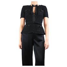Self portrait Black sequin knit top - size S Black