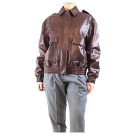 Giorgio Armani Chaqueta de cuero burdeos - talla UK 10 Burdeos