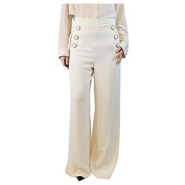 Autre Marque Cream scallop-button trousers - size UK 14 Cream