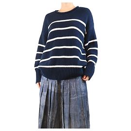 Autre Marque Marine gestreifter Pullover - Größe XL Marineblau