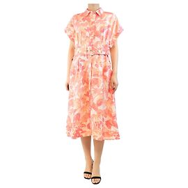 Rebecca Vallance Robe midi imprimée florale orange - taille UK 14 Orange