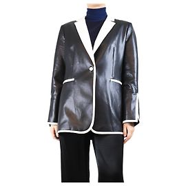 Alice + Olivia Black faux leather blazer - size UK 12 Black