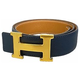 Cinto Hermès Constance em couro Epsom azul marinho Azul marinho