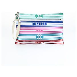Chanel 27th Series 2019 Cotton Canvas Multicolor Coco Mark Clutch Bag Multiple colors