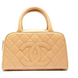 Chanel Coco Mark Mini Boston Handbag Beige