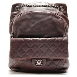 Chanel Brown Lambskin Matelasse Backpack Brown