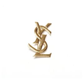 Yves Saint Laurent Gold Logo Brooch Golden