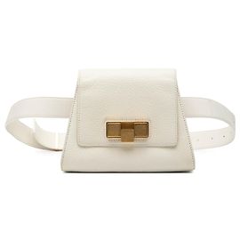 Bottega Veneta White Leather Geometric Belt Bag White