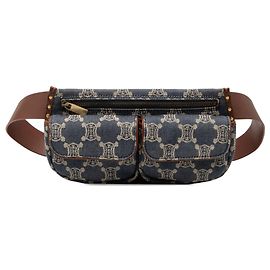 Céline Bolsa de cinto de denim Macadam azul com dois bolsos Celine Azul Outro