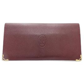 Cartier Must Line Long Flap Wallet Dark red