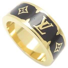 Anel de esmalte Nano Gram Modo de Voo Louis Vuitton Preto Dourado