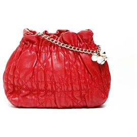 Sac à main mini perles Cannage Christian Dior Rouge