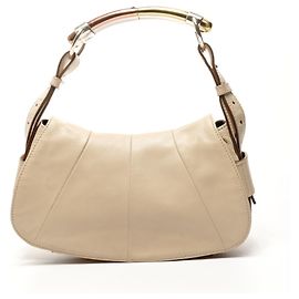 Bolsa de couro Mombasa de um ombro Yves Saint Laurent Bege