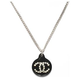 Collar de strass negro Coco Mark 03A 2003 de Chanel Plata