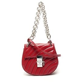 Bolsa de ombro de couro com joias Chloé Drew 2 em 1 Vermelho