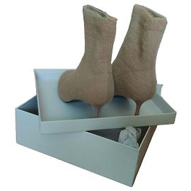 Max & Moi Beige Knit Sock Ankle Boots Beige