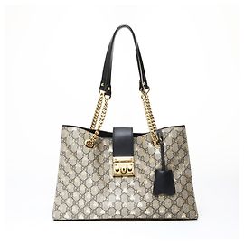 Bolsa Tote/Shoulder Gucci GG Supreme Bee Padlock Marrom