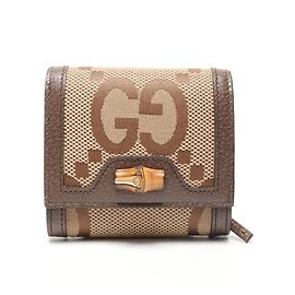 Carteira bi-fold Gucci Jumbo GG Diana em bambu Marrom