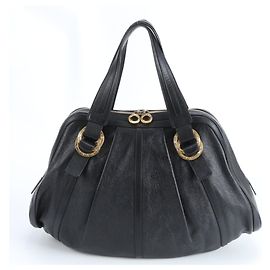 Bulgari Bvlgari Chandra Leather Tote Bag Black