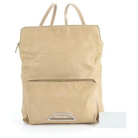 Mochila de couro e nylon bege Christian Dior Bege