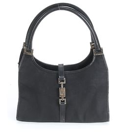 Borsa a Spalla Gucci Jackie 002 1068 in Pelle e Nylon Nera Nero