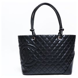 Bolso tote de piel de cordero negro Línea Cambon de Chanel Negro