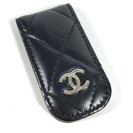 Portafoglio con clip per soldi matelassé Chanel Nero