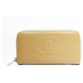 Chanel Beige Caviar Coco Mark Long Wallet Beige