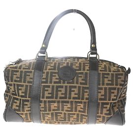 Fendi Convertible Boston Bag Zucca Canvas Medium Brown