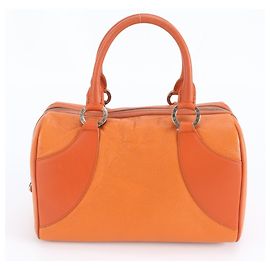Bulgari Bvlgari Mini Boston Orange Leather Handbag Orange