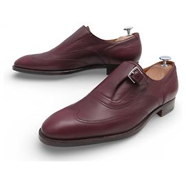 Hermès NOVAS SAPATOS HERMES DERBY COM FIVELA 41 EM COURO BORDEAUX SAPATOS MONK Bordeaux